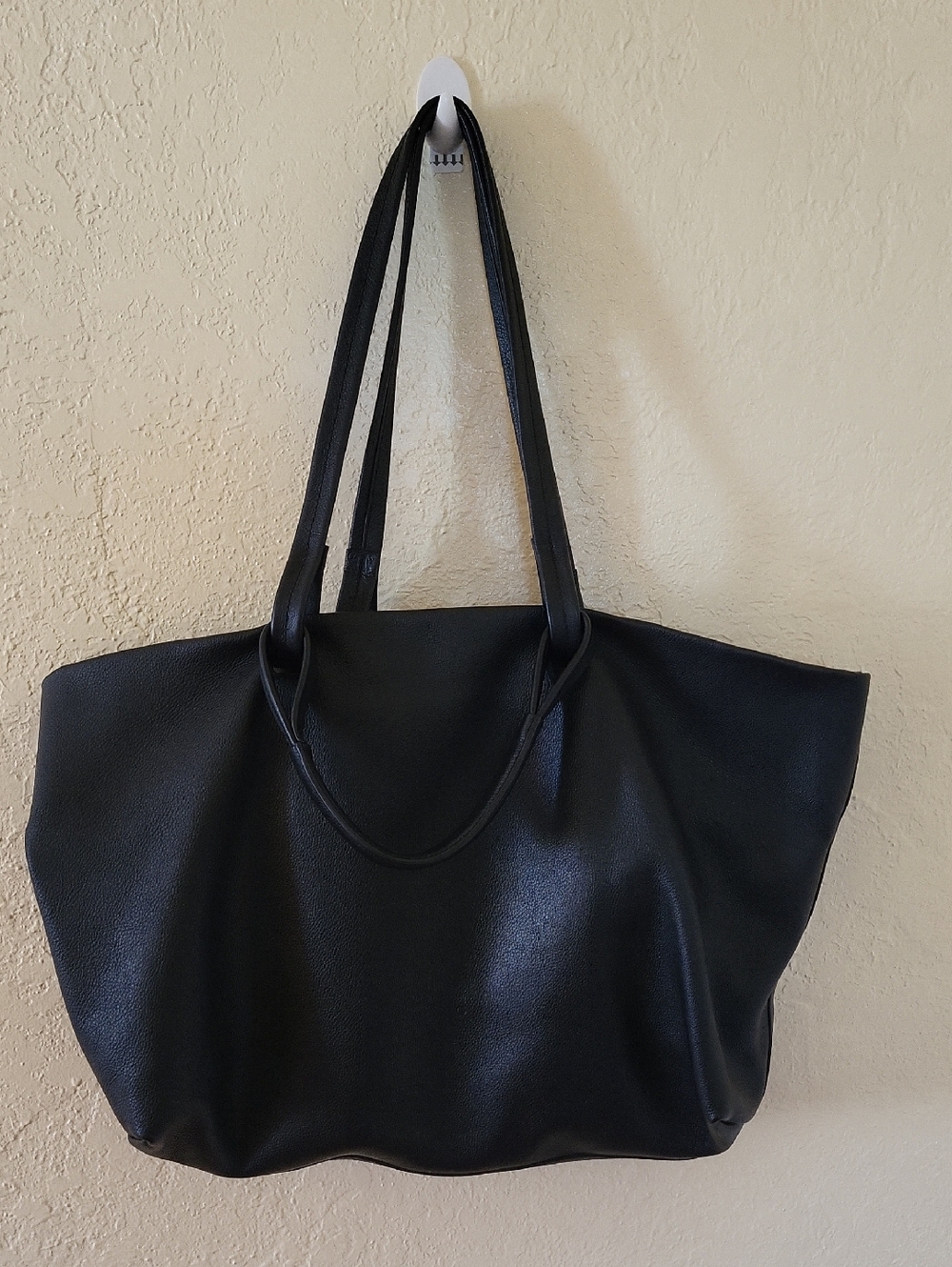 NISOLO Camila Large Black Leather Tote with Double Handles